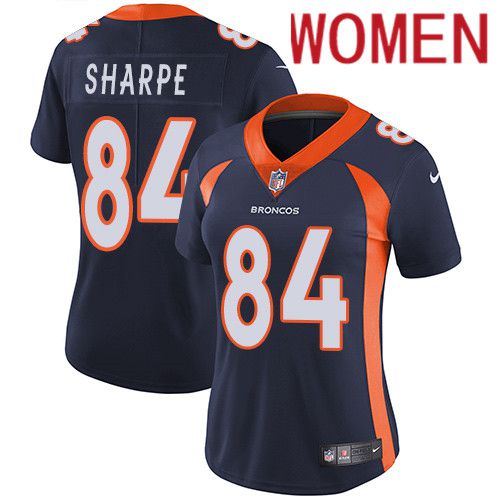 Women Denver Broncos #84 Shannon Sharpe Navy Blue Nike Vapor Limited NFL Jersey->women nfl jersey->Women Jersey